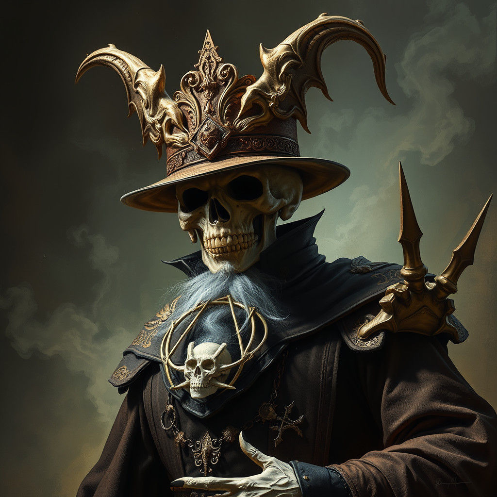 Necromancer's Jaunty Swagger: A Surreal Digital Portrait