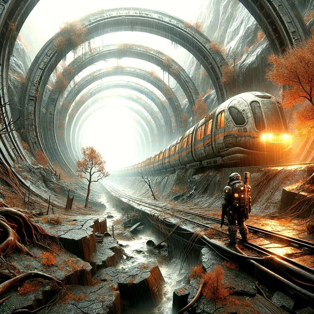 Futuristic Tunnel City in a Harsh, Mountainous Wasteland