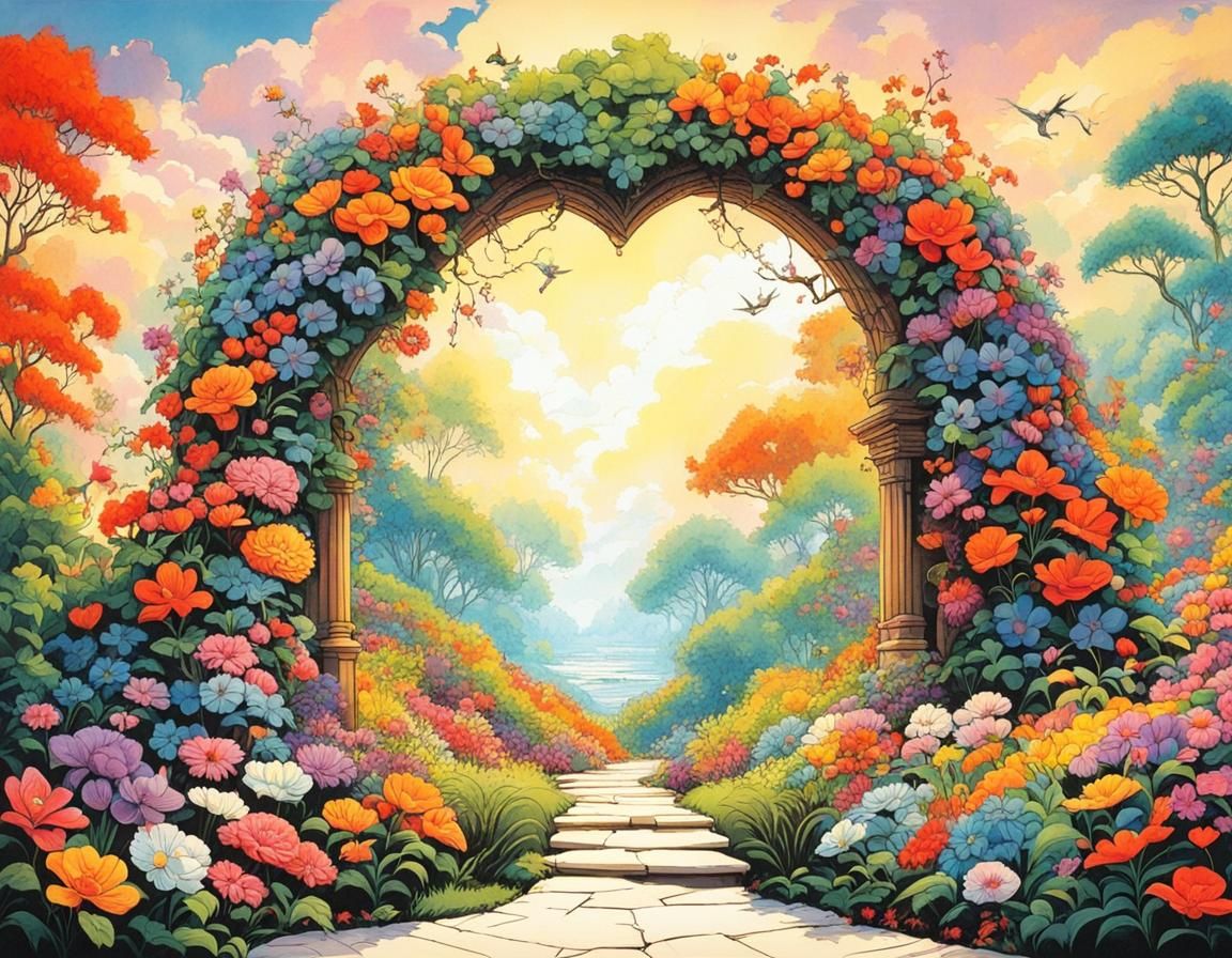 Heart of flowers in Big Garden Corner / Bali