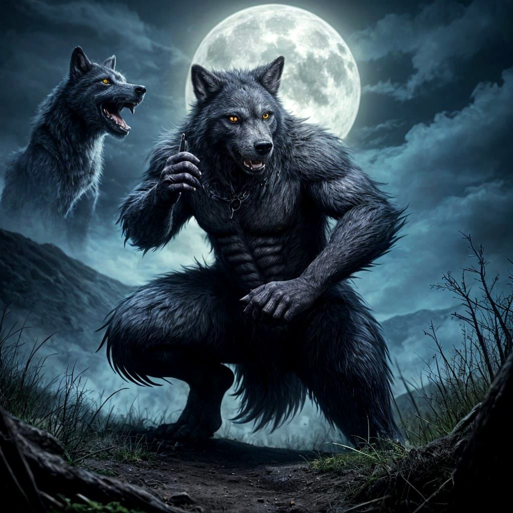 Wild Werewolves Howling at the Moon
