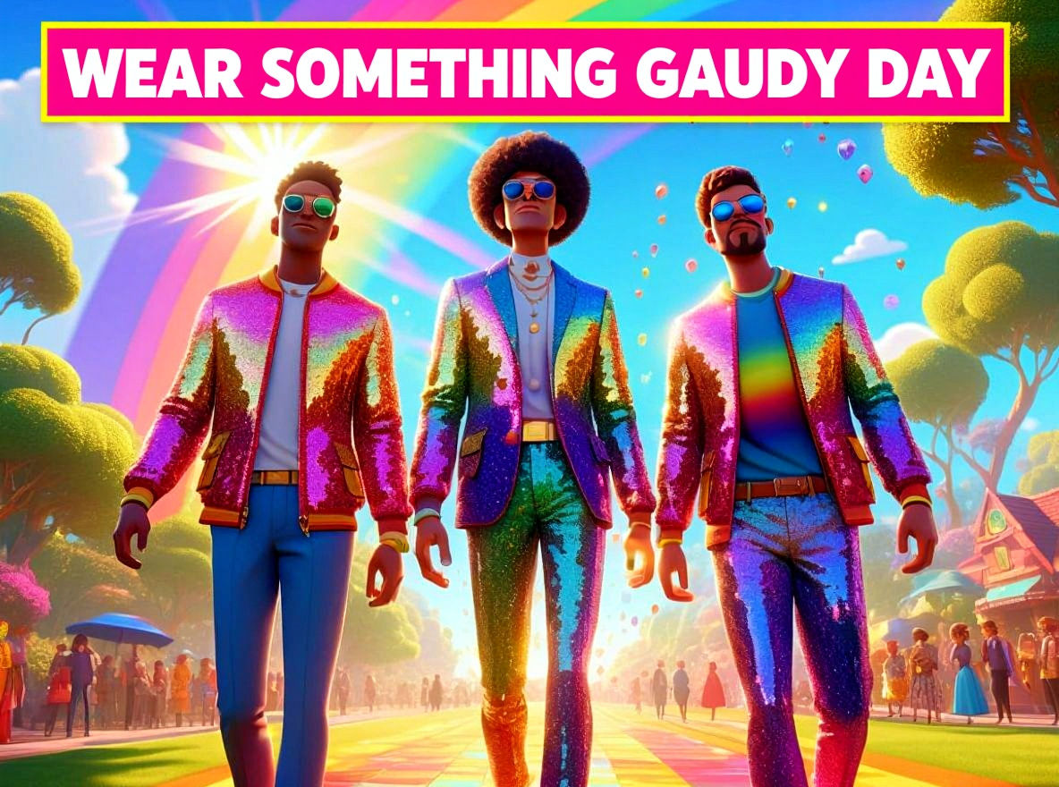 People in Gaudy Clothing with Sparkling Jewelry