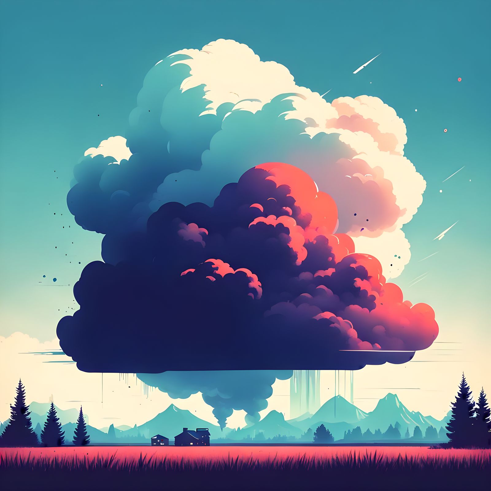 Minimalist Ink Cloud with Vintage Retro Filter