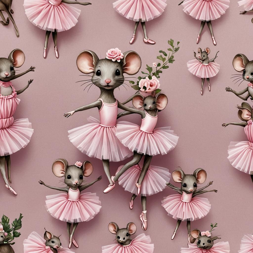 Ballerina Mouse in Pink Tutu - AI Generated Art