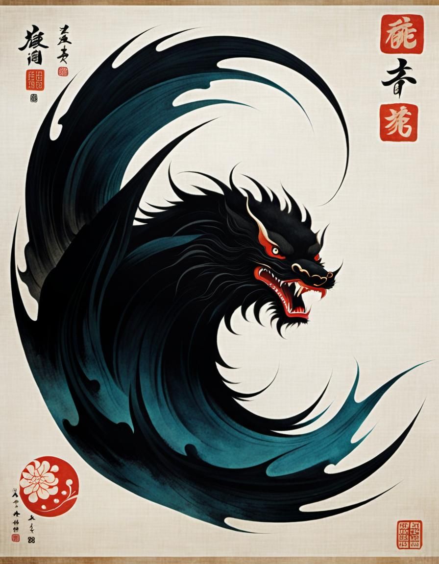Japanese Yokai Spirit in Edo Art Style