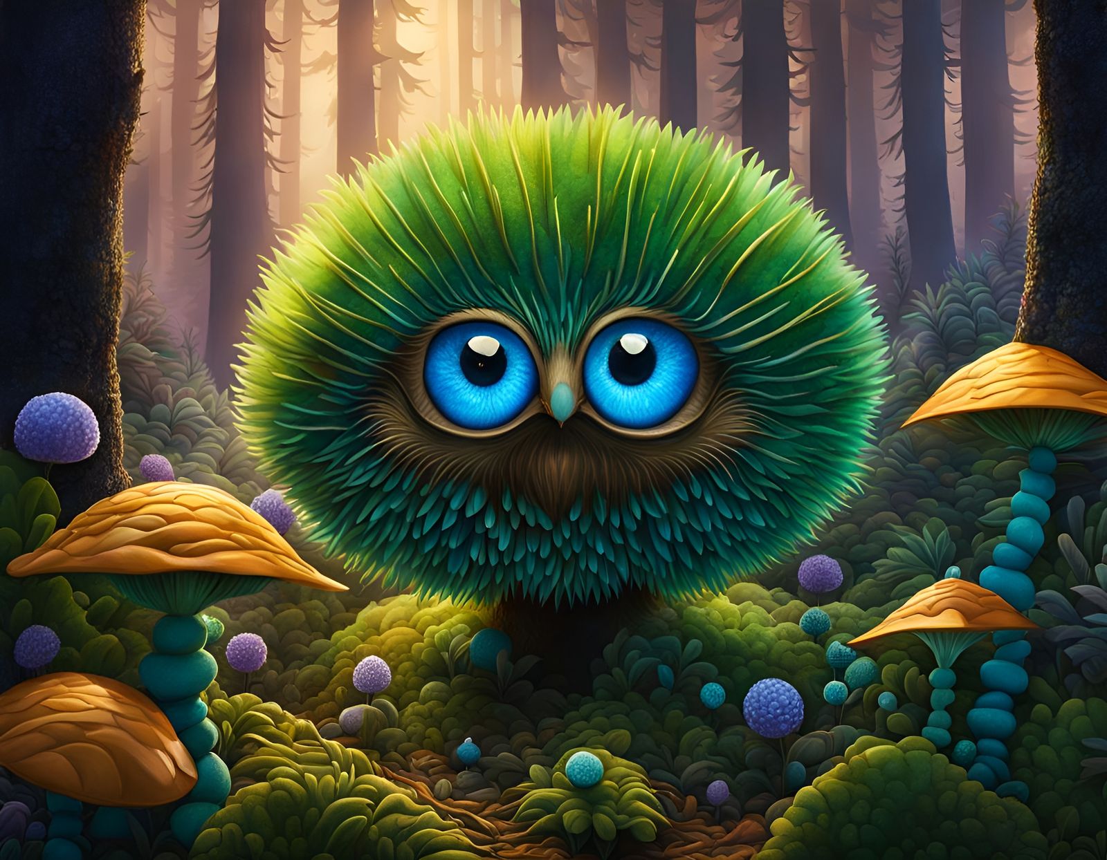 Fluffy Forest Critters in Dramatic Golden Lighting