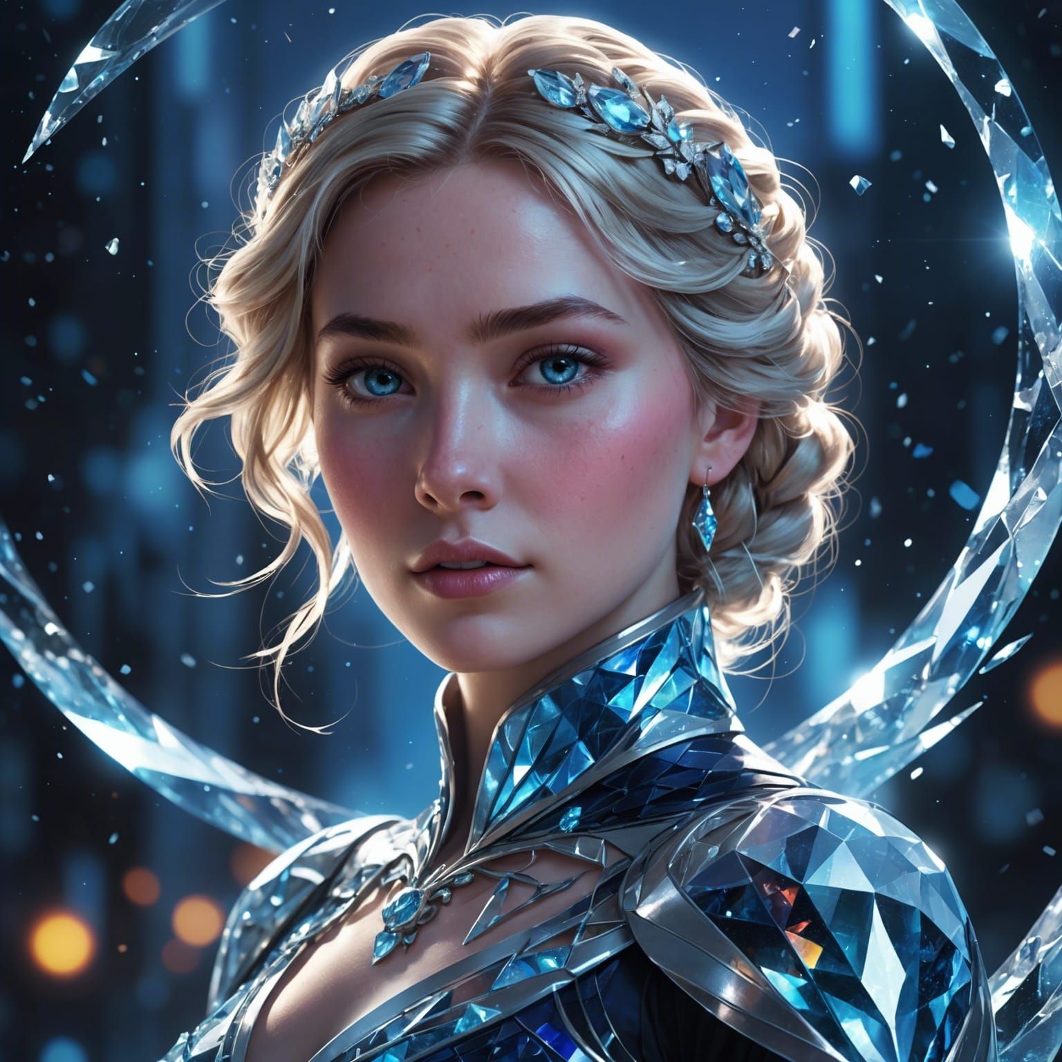 Icy Woman Portrait in Art Nouveau Style