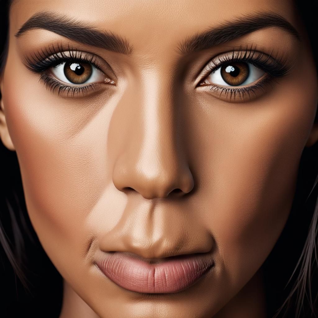 Kim Kardashian Close-Up Portrait in Studio Lighting
