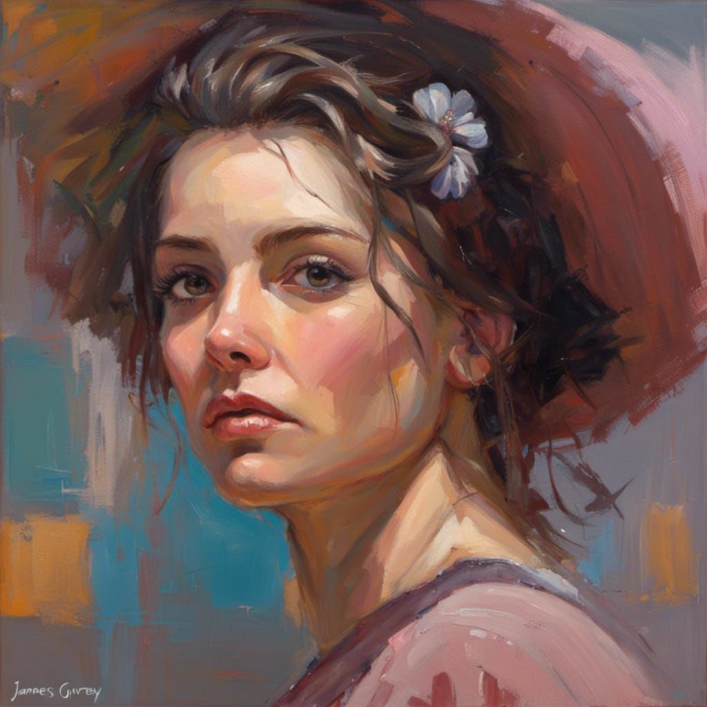 Feminine Woman in Oil Painting Style