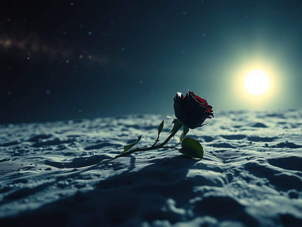 Black Rose on the Moon: Cinematic Photorealism