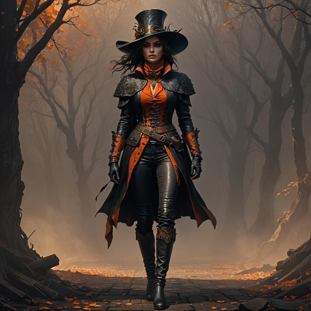 Victorian Shadow Sorceress in Dark Fantasy Style