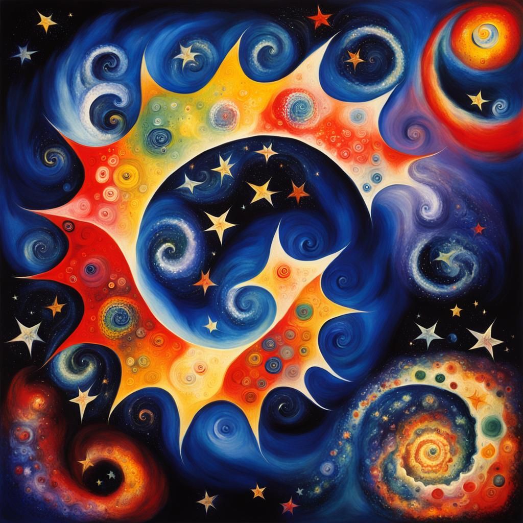 Dreamy Star Formation as Chagall Oil Painting