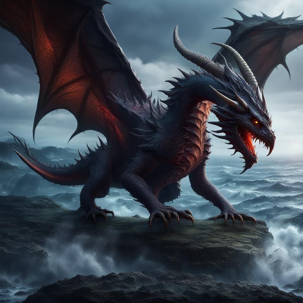 Demonic Dragon Raven: Detailed Fantasy Concept Art