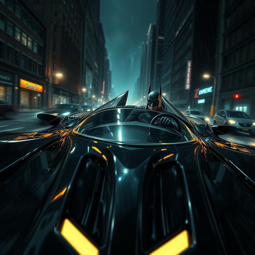 Batmobile in Gotham: A Cinematic Night Scene