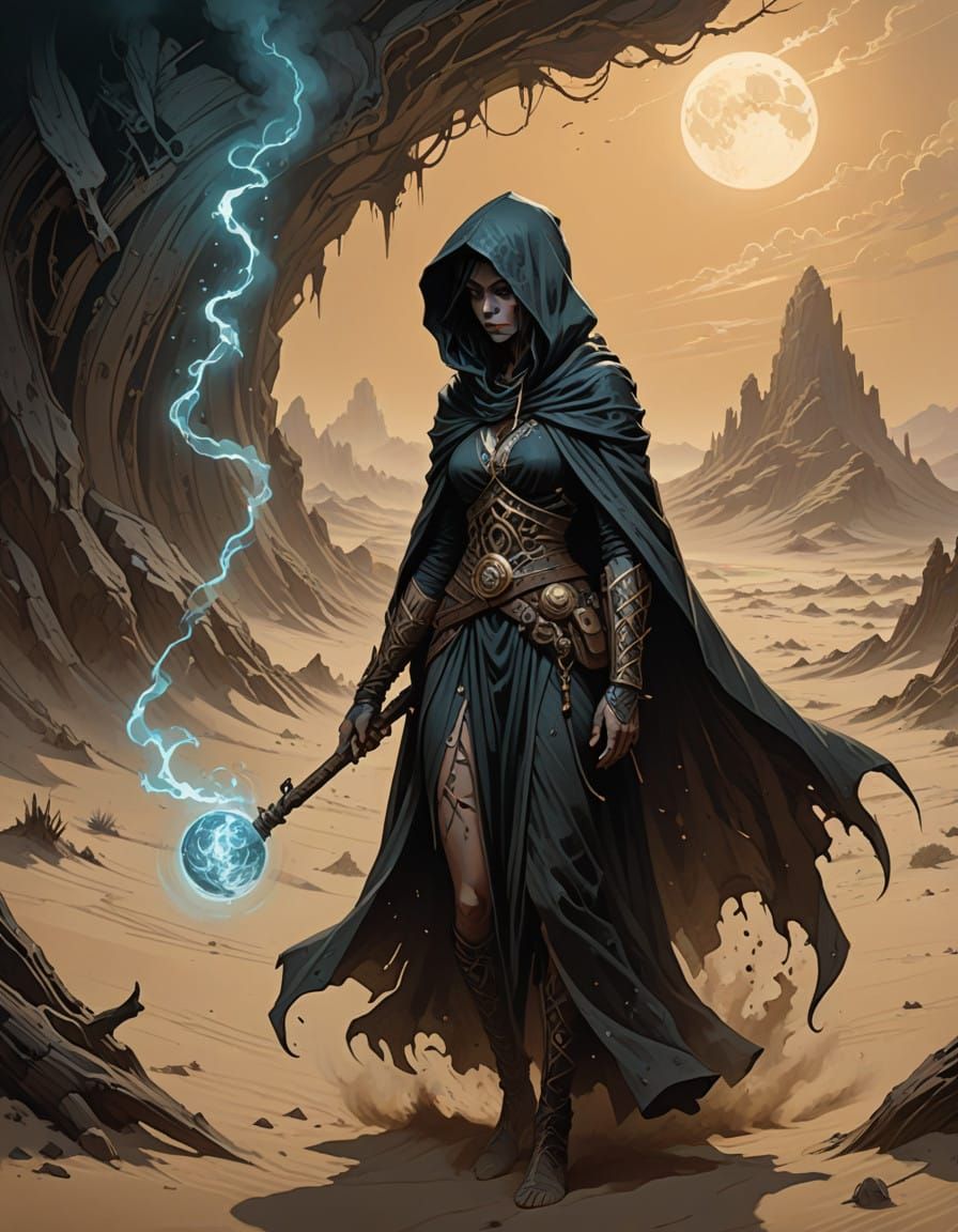 Mysterious Shadow Weaver in a Gritty Dark Fantasy World