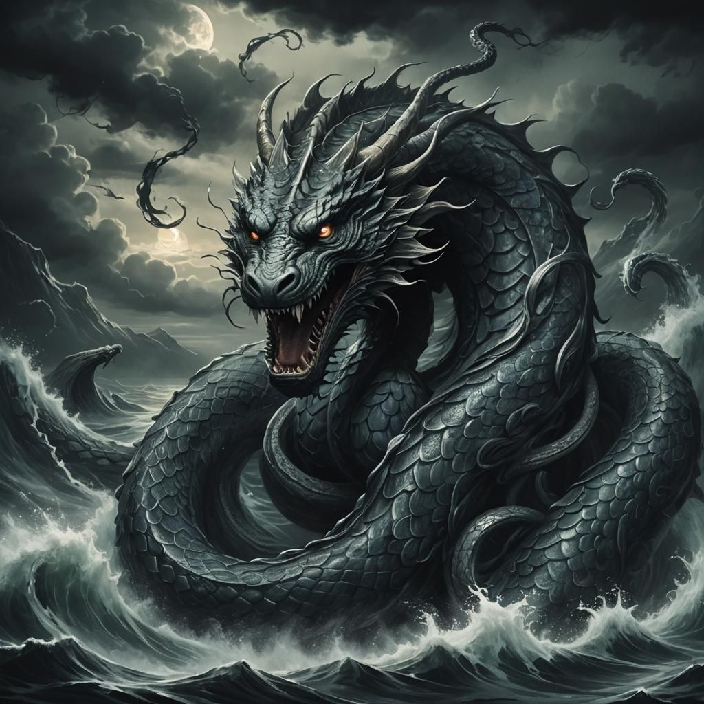 Jörmungandr Rising: A Dark Fantasy Illustration