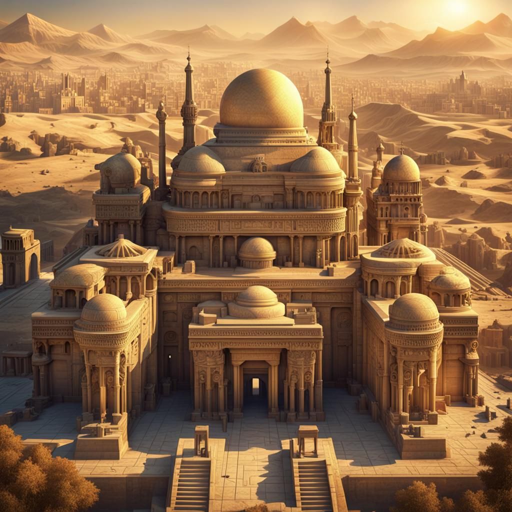 Steampunk Egyptian Necropolis in Escher Style