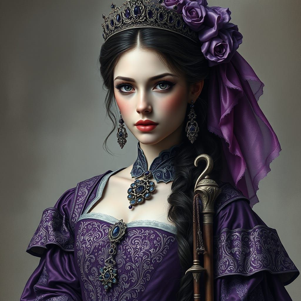 Medieval Fantasy Princess in Plum Silk Gown