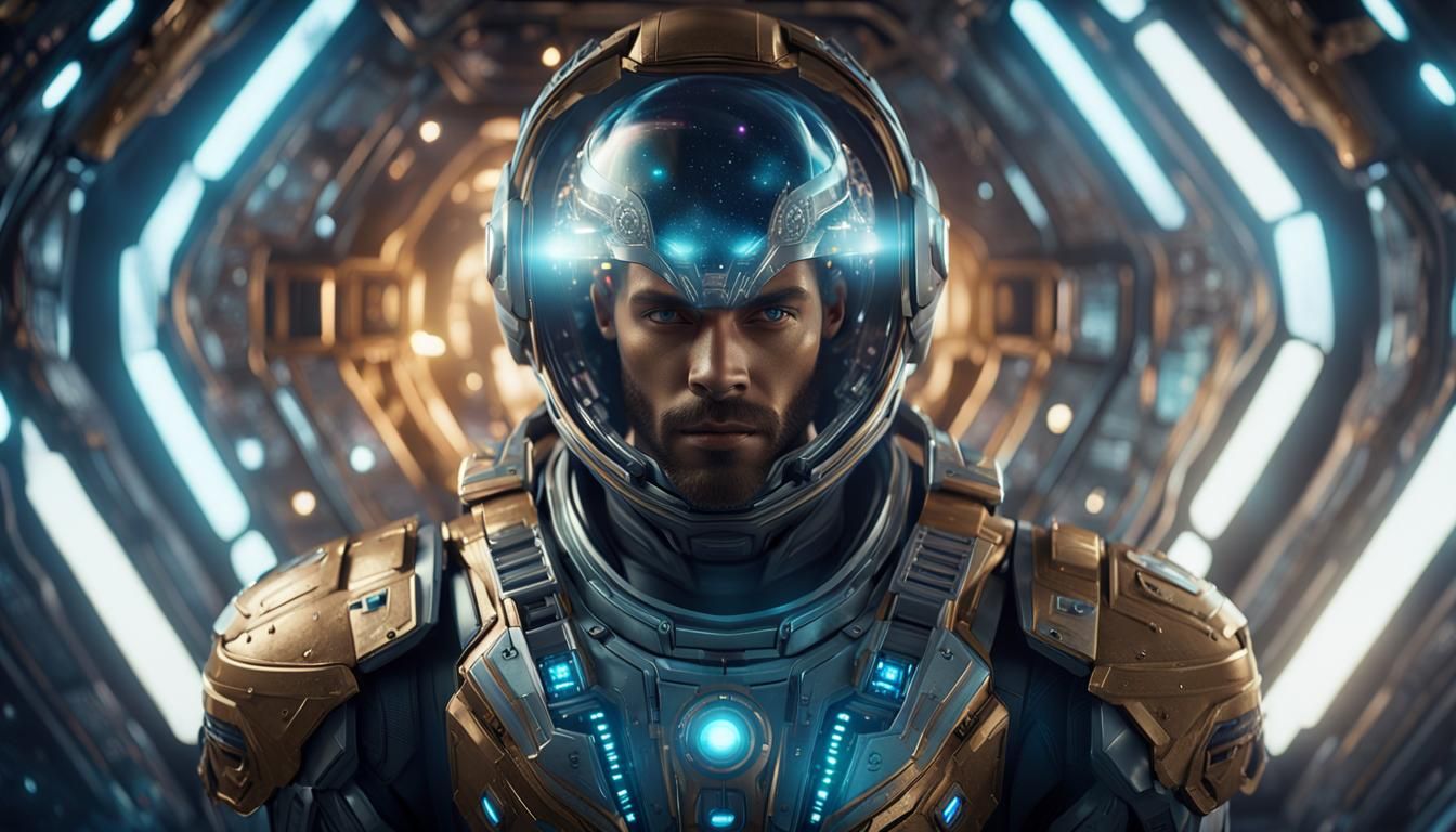 Glamorous Cosmic Crew on Spaceship in 8K