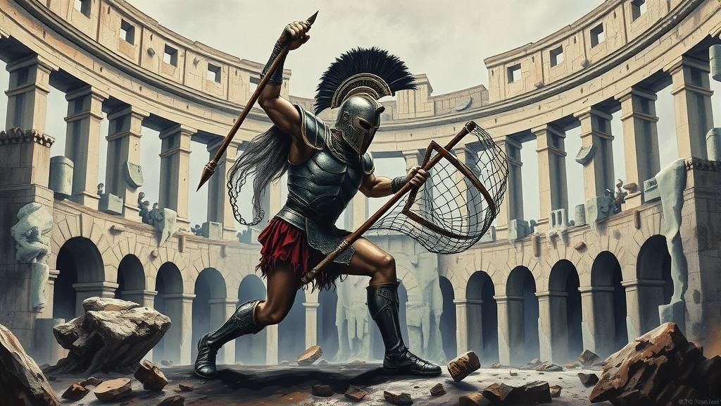 Gladiators Clash in Surrealist Roman Coliseum
