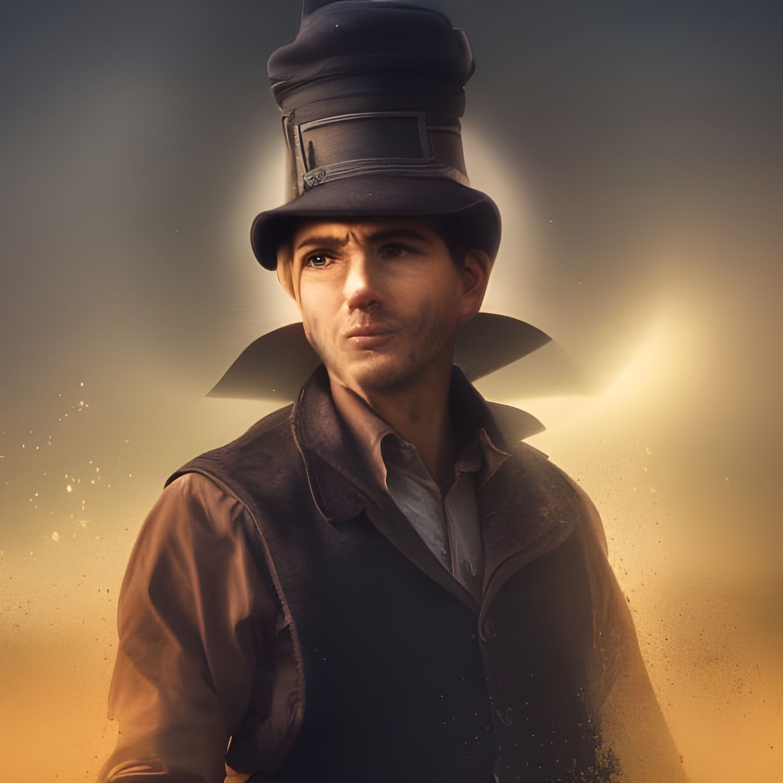 Townsman with Golden Radiance: Digital Matte Painting