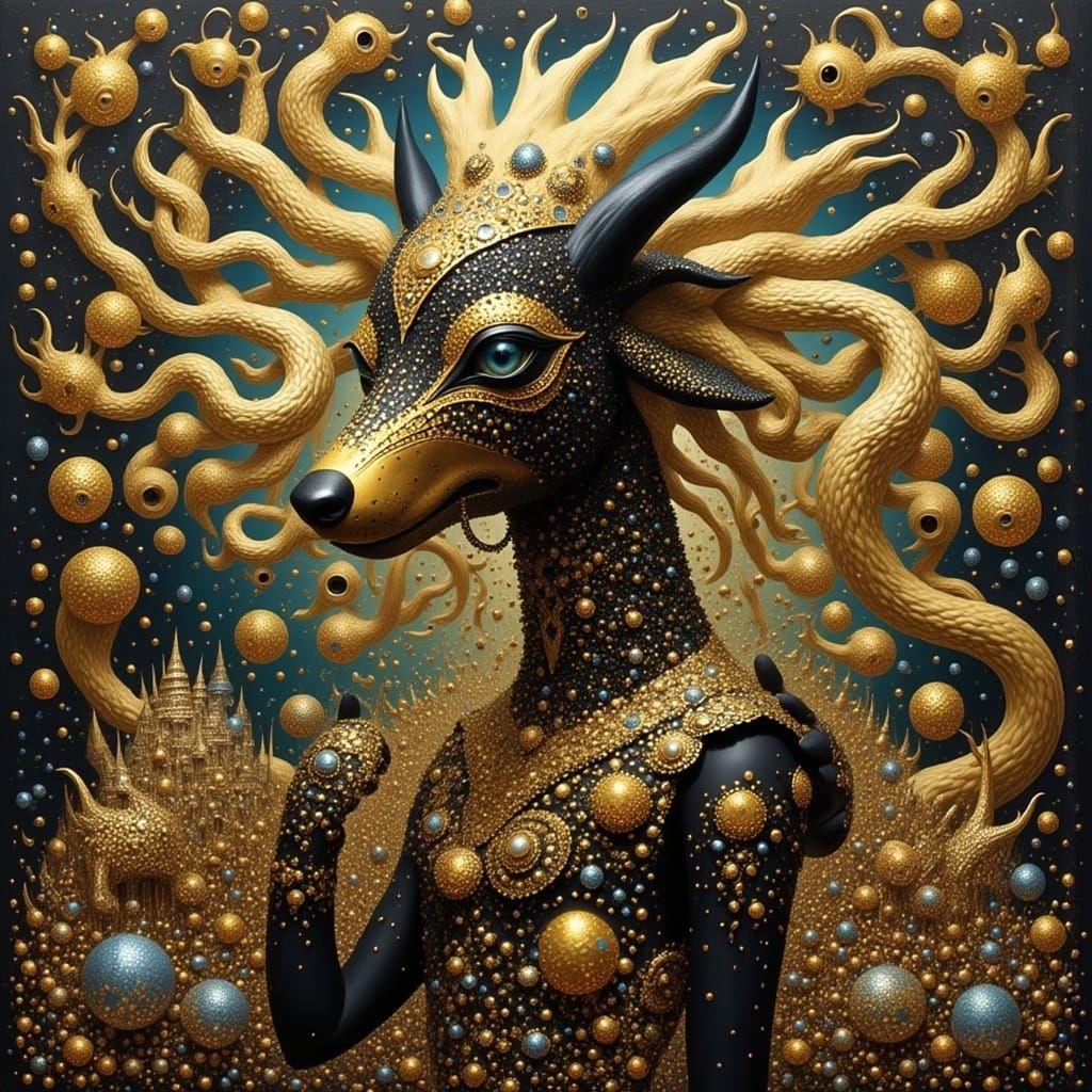 Golden Emperor in Psychedelic Surrealism