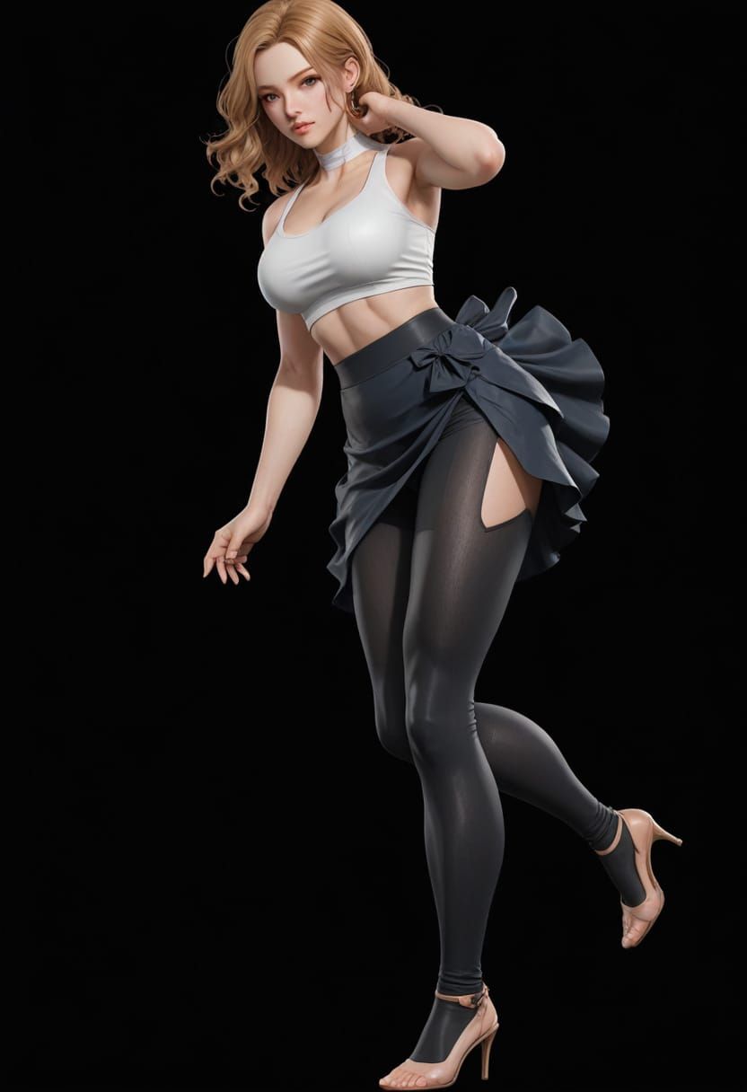 Realistic Young Woman Portrait in Playful Pose