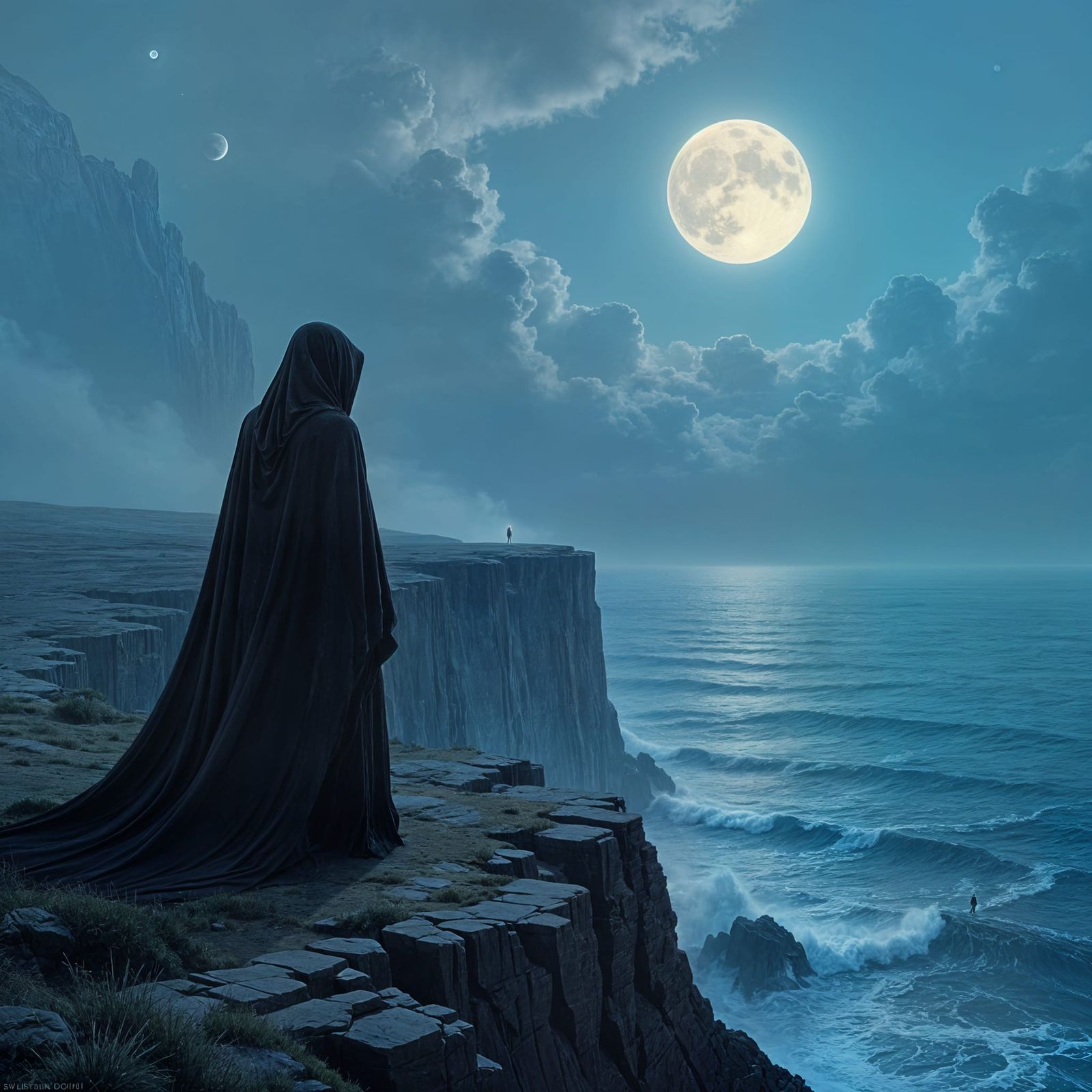 Alien Coast: Solitary Figure in Melancholic Digital Art