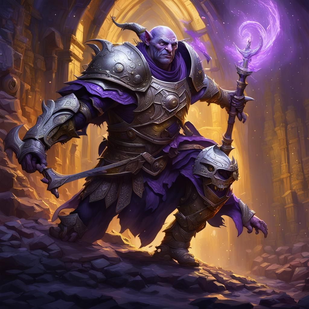 Elf in White Armor Fighting Orc