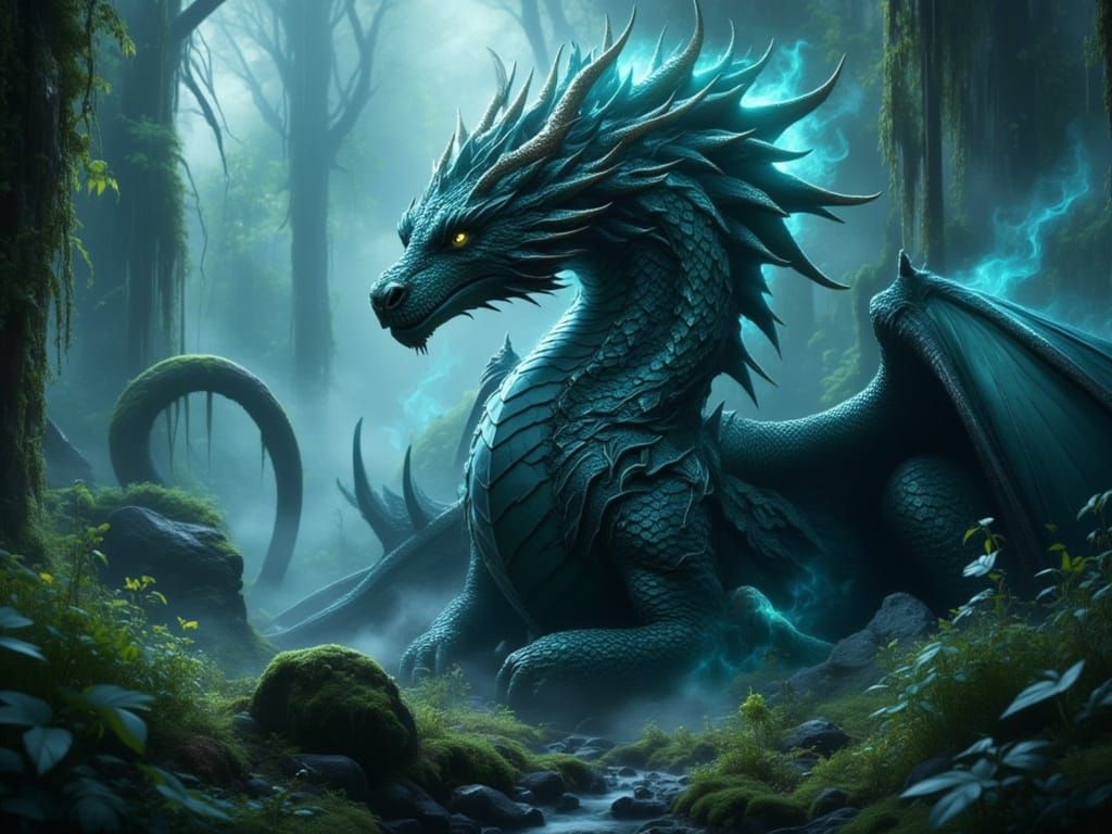 Majestic Dragon in Mystical Jungle Ruins