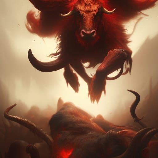 Demonic Humanoid with Bull Horns, Dark Fantasy Concept Art