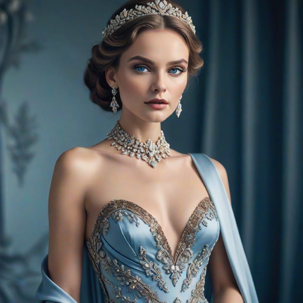 Luxurious Silk Gown Portrait in Editorial Fashion Style