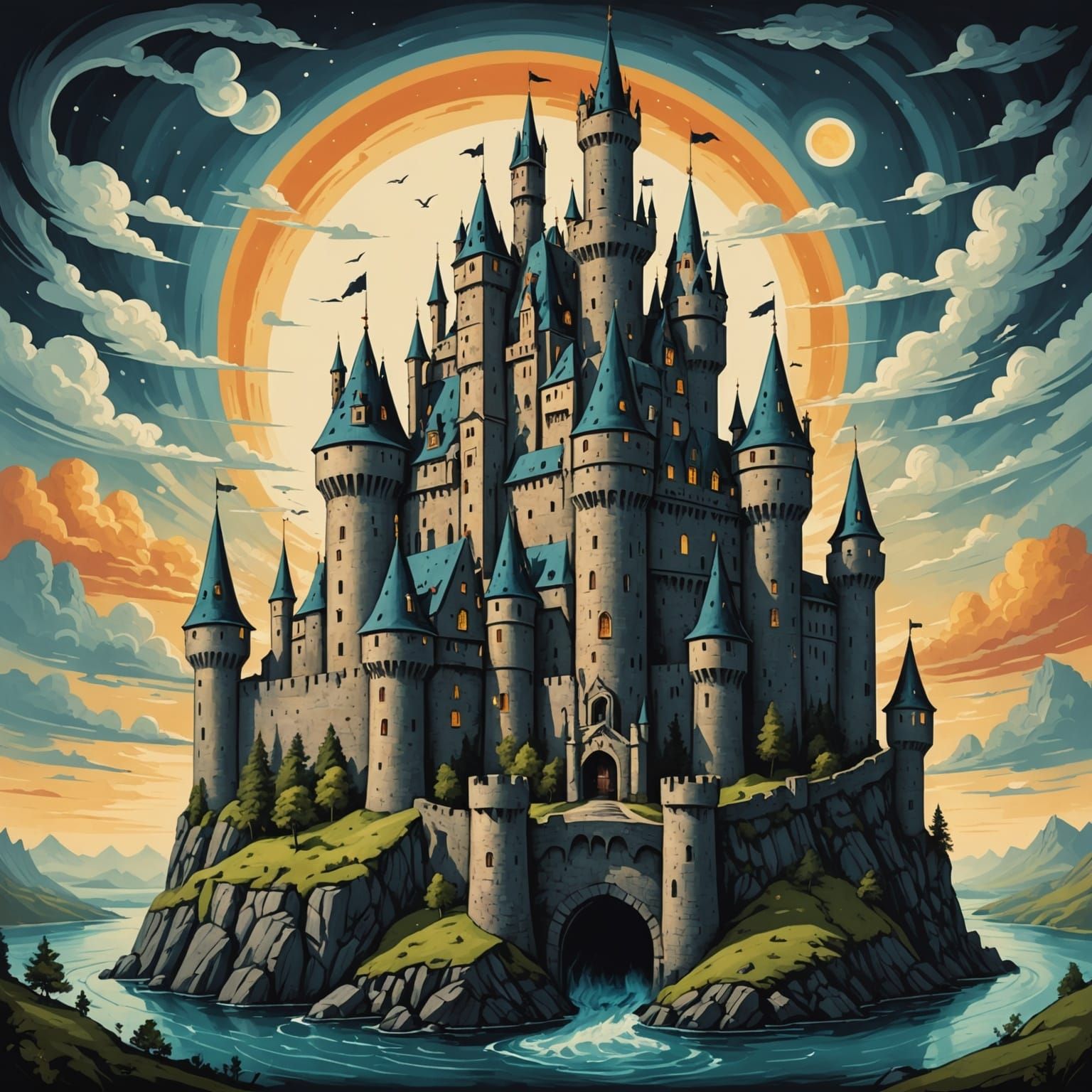 Surreal Castle Illustration