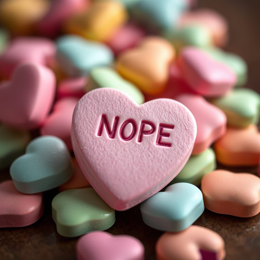 Pastel Candy Conversation Heart with Rebellious Text