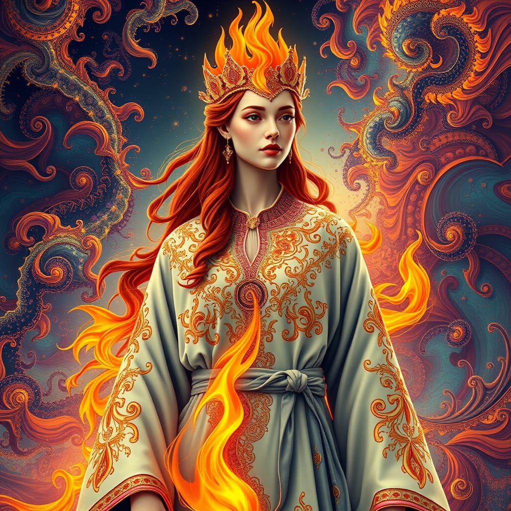 Cyberpunk Goddess in Blazing Robes