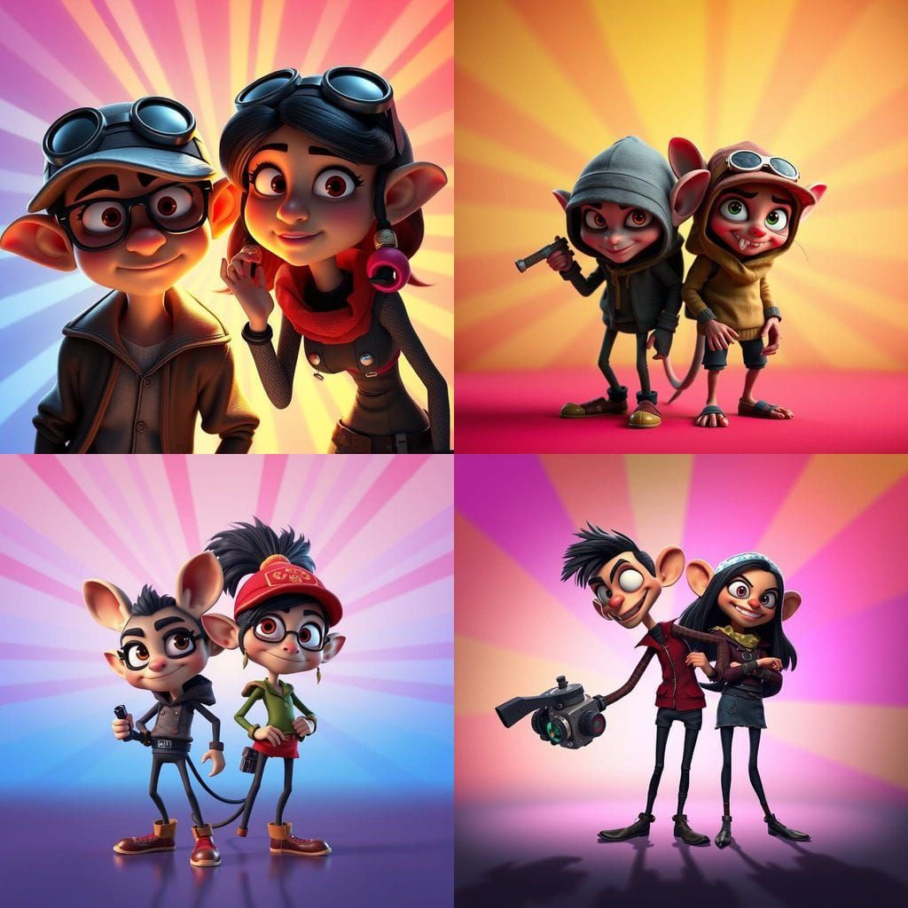 Pixar Style Twins Sokol and Mora: 3D Digital Art