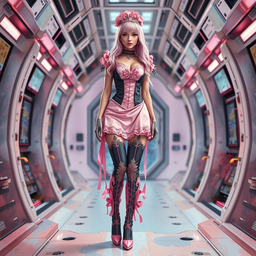 Futuristic Maid in a Deep Space Setting