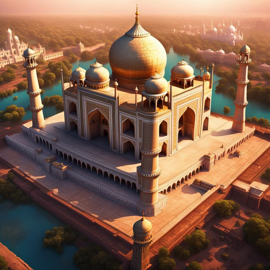 Detailed Matte Painting of the Taj Mahal