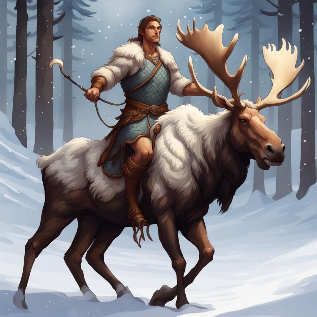 Ethereal Male Moose Centaur in Fantasy Style