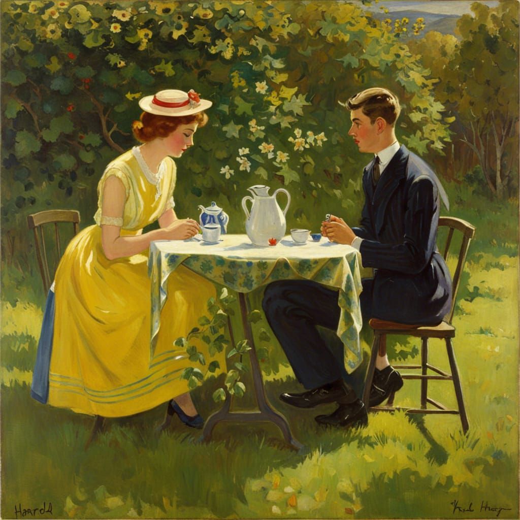 Anxious and Shy: A Silent Meeting in Impressionist Style