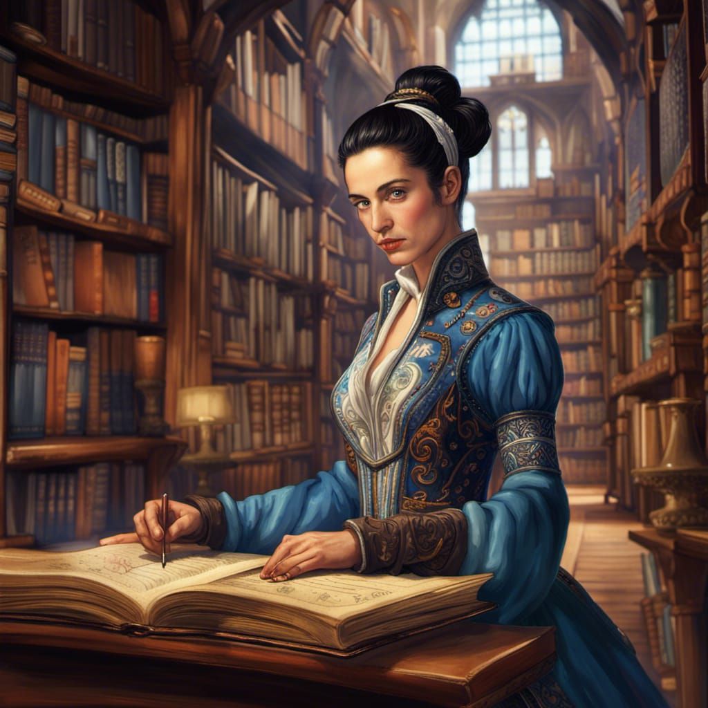 Medieval Librarian in Detailed Matte Painting Style