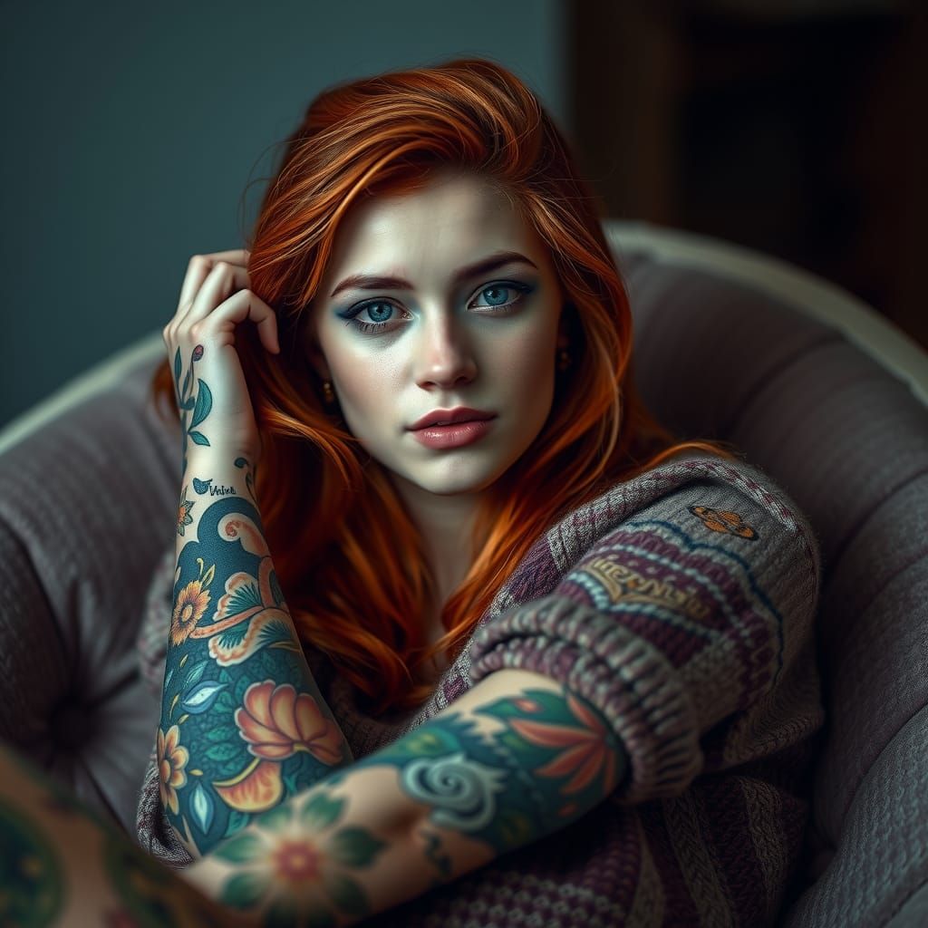 Inviting Portrait of Woman with Red Hair