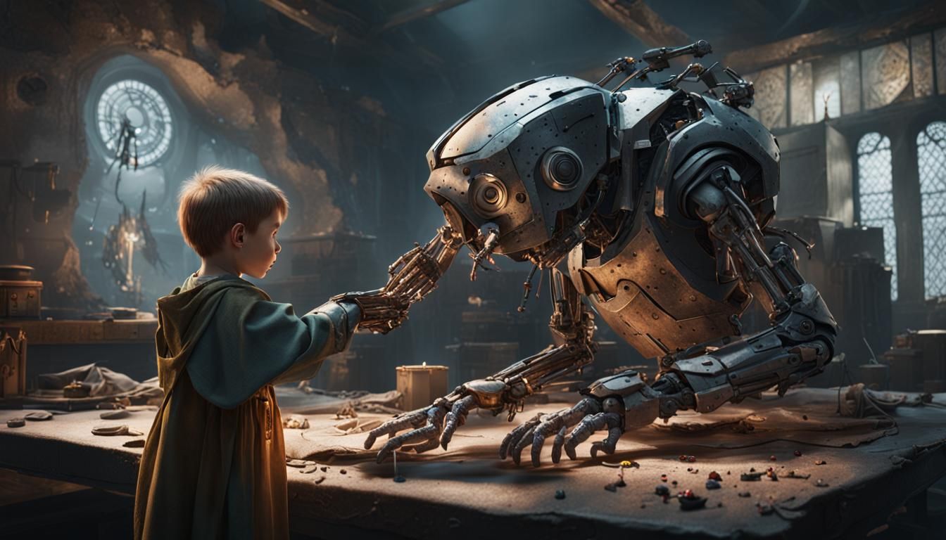 Medieval Operating Room with Futuristic Robot