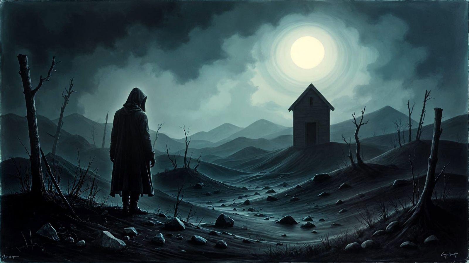 Solitary Figure in Dramatic Chiaroscuro Lighting