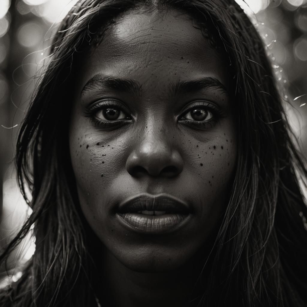 Monochromatic Portrait of Woman with Intense Gaze