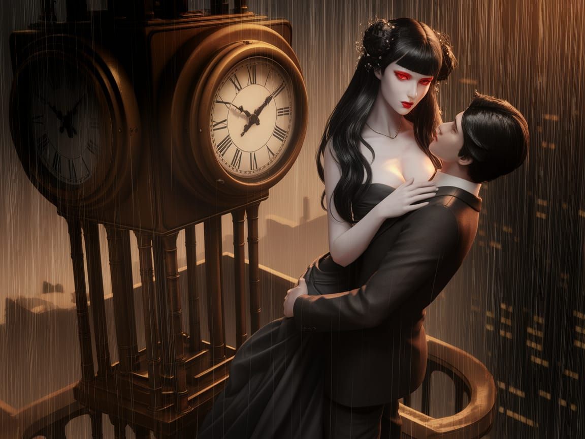 Vintage 1920s Photograph: Woman and Husband on Clock Tower