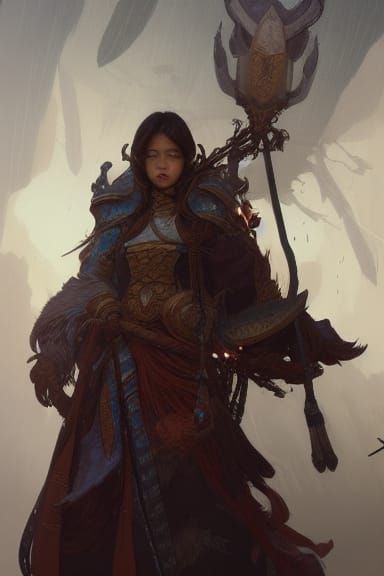 Tian-Xia Pathfinder Cleric Portrait in Artgerm Style