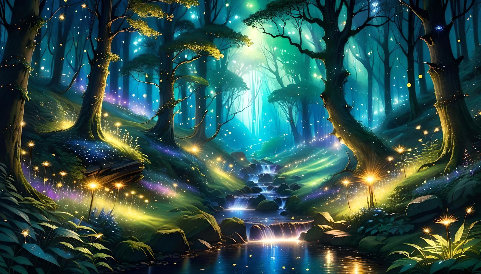 Sparkling Magical Forest Inspired by Middle Earth Art