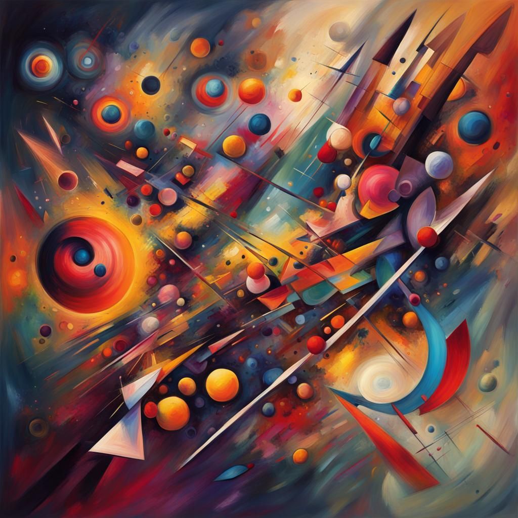 Vibrant Abstract Oil Painting in Kandinsky Style
