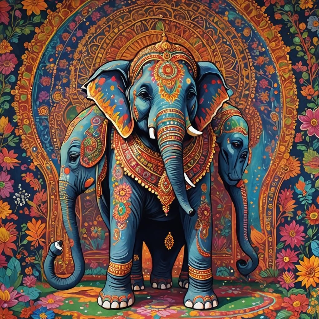 Decorated Indian Elephant for Festival Celebration
