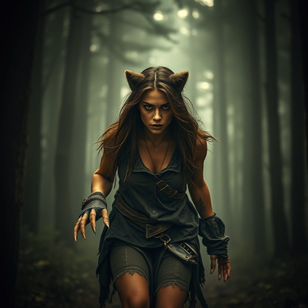 Werewolf Miranda Cosgrove prowls Dark Forest Under Golden Ha...